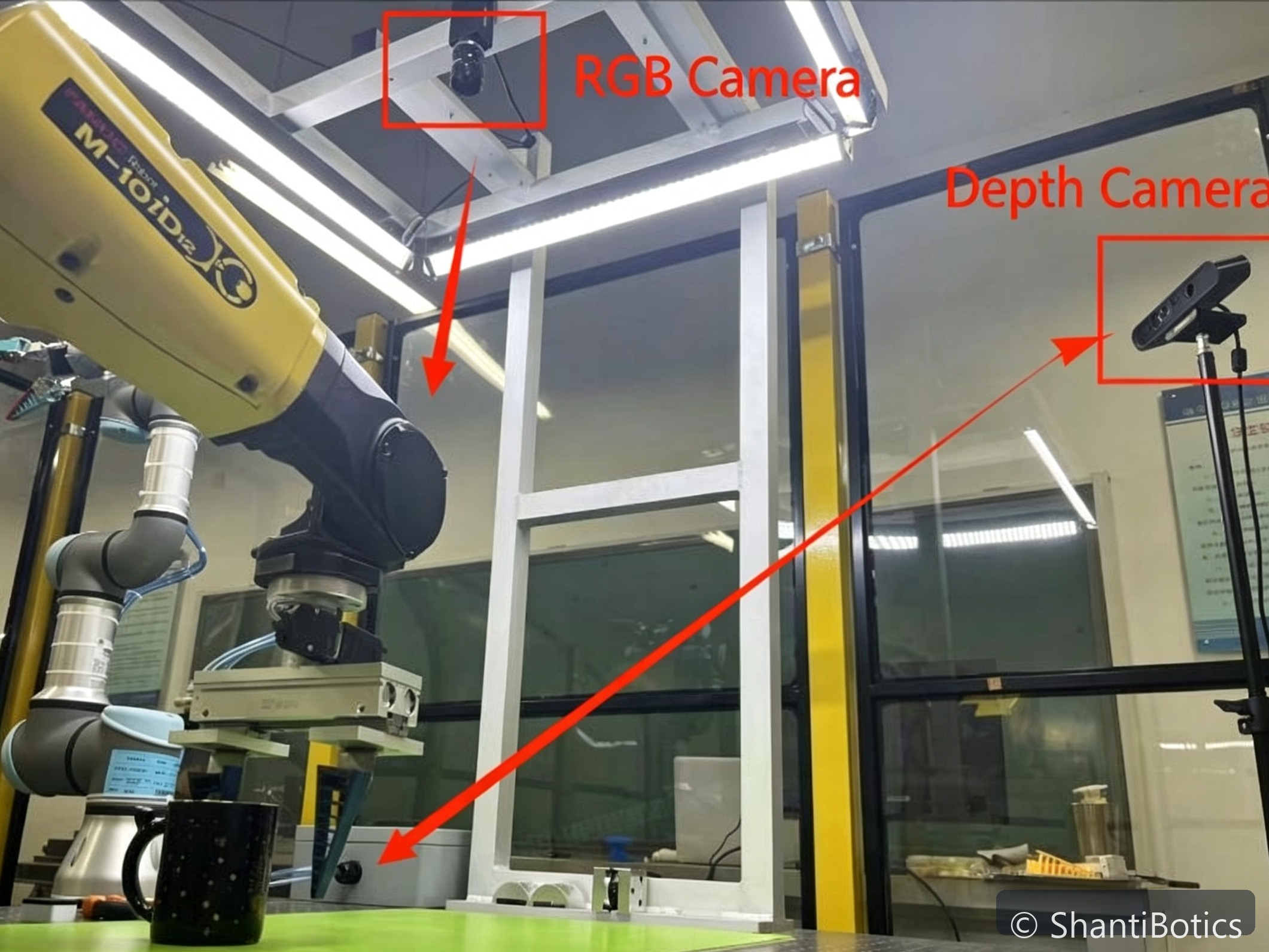 Vision-guided robotic arm with Fin-Ray effect fingers performing adaptive grasping